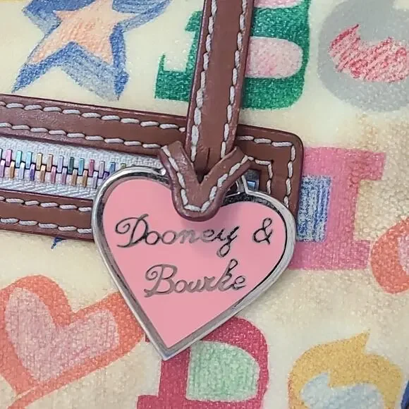 VTG Dooney & Bourke Logo Graffiti Pochette rainbow purse handbag 10" X 7" - Picture 3 of 10